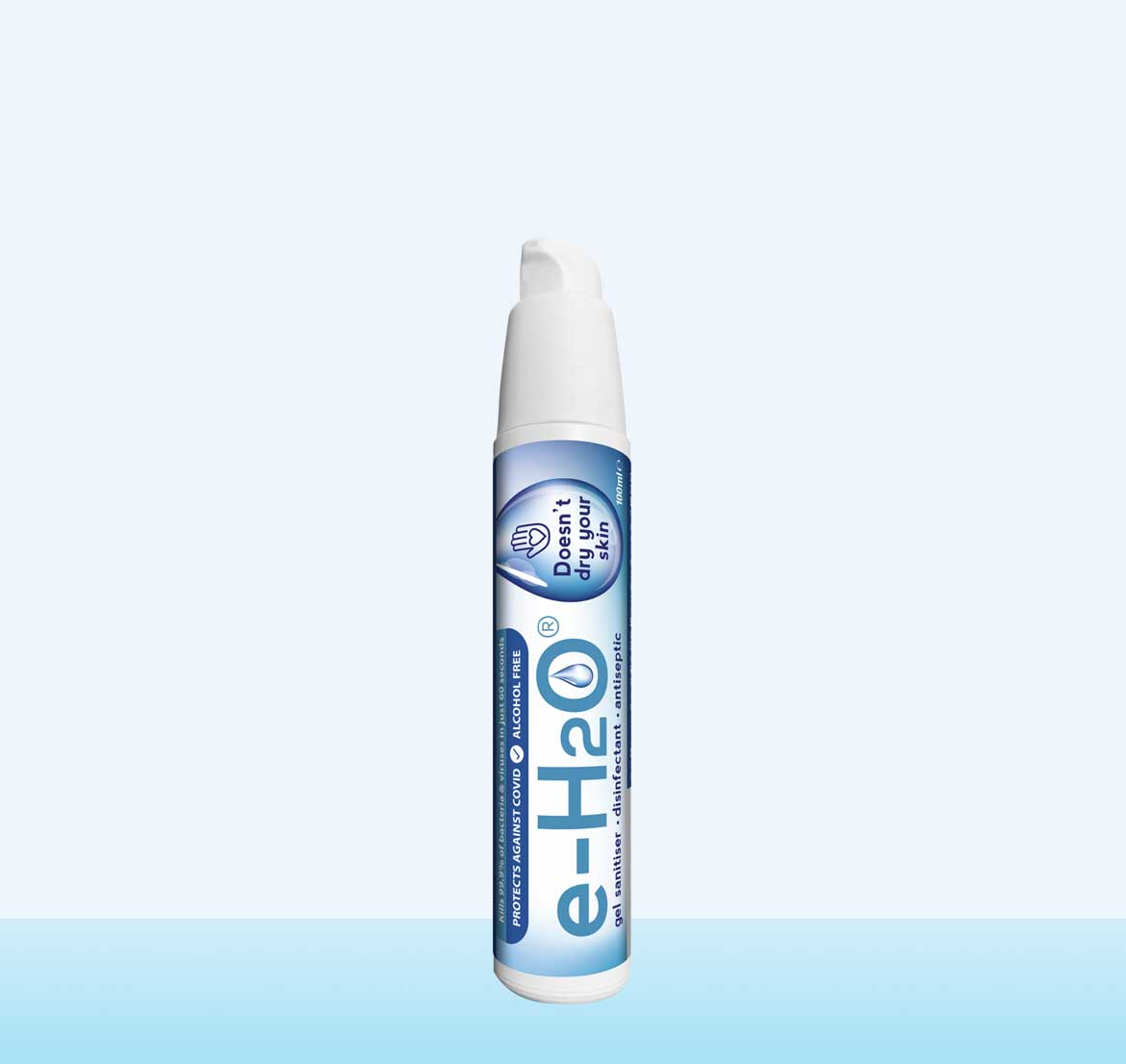 image of a 100ml bottle of e-h20 anti-viral hand gel
